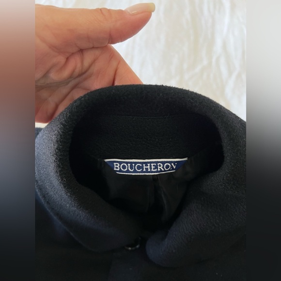 BOUCHERON Paris | Mens SZ 44 | Black Wool Cashmere Overcoat Jacket - Picture 6 of 11